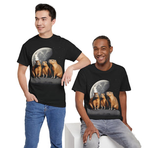 Three Capybara Moon Funny Capybara T-Shirt Unisex Heavy Cotton Tee 3 Capybaras Viral Meme Funny Internet Memes Gift
