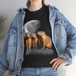 Load image into Gallery viewer, Three Capybara Moon Funny Capybara T-Shirt Unisex Heavy Cotton Tee 3 Capybaras Viral Meme Funny Internet Memes Gift
