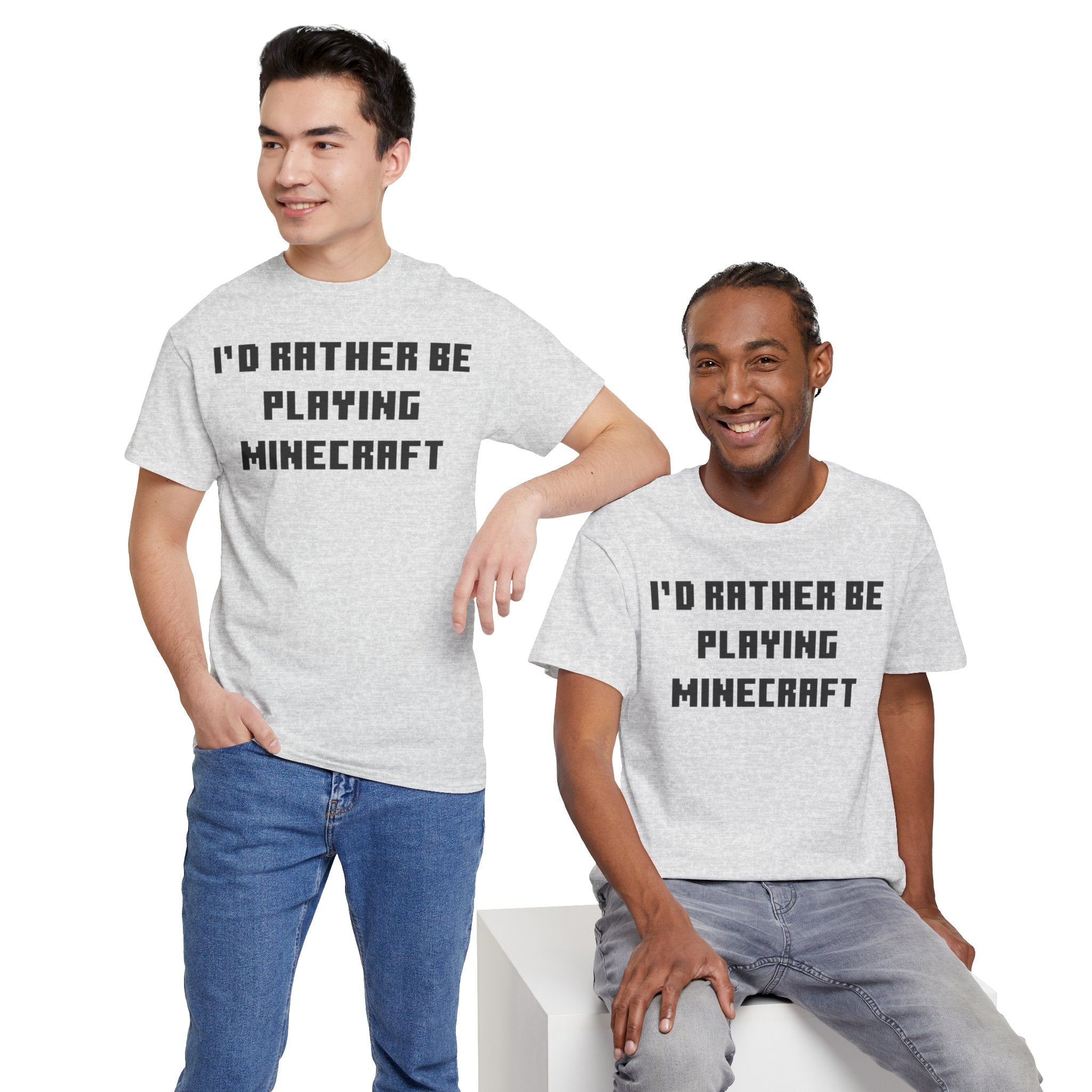 Mine craft I'd Rather Be Playing Unisex Heavy Cotton Tee Gamer Gift For Him Her Game Cup Cups Mugs Birthday Christmas Valentine's Anniversary Gifts