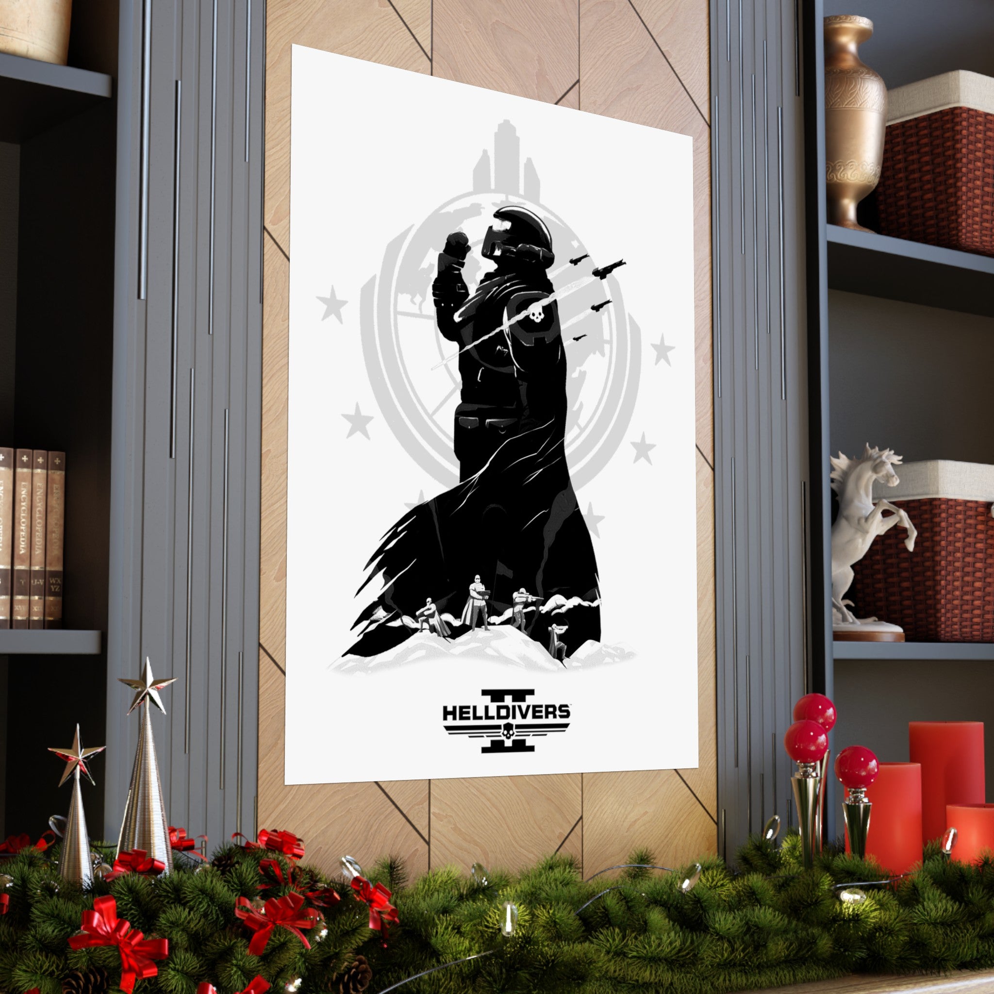 Helldivers 2 Matte Vertical Posters  Black & White Artistic Art Poster Design Minimalistic Gift Gamer Game Fanart Abstract Graphic Democracy Liberty Birthday Christmas