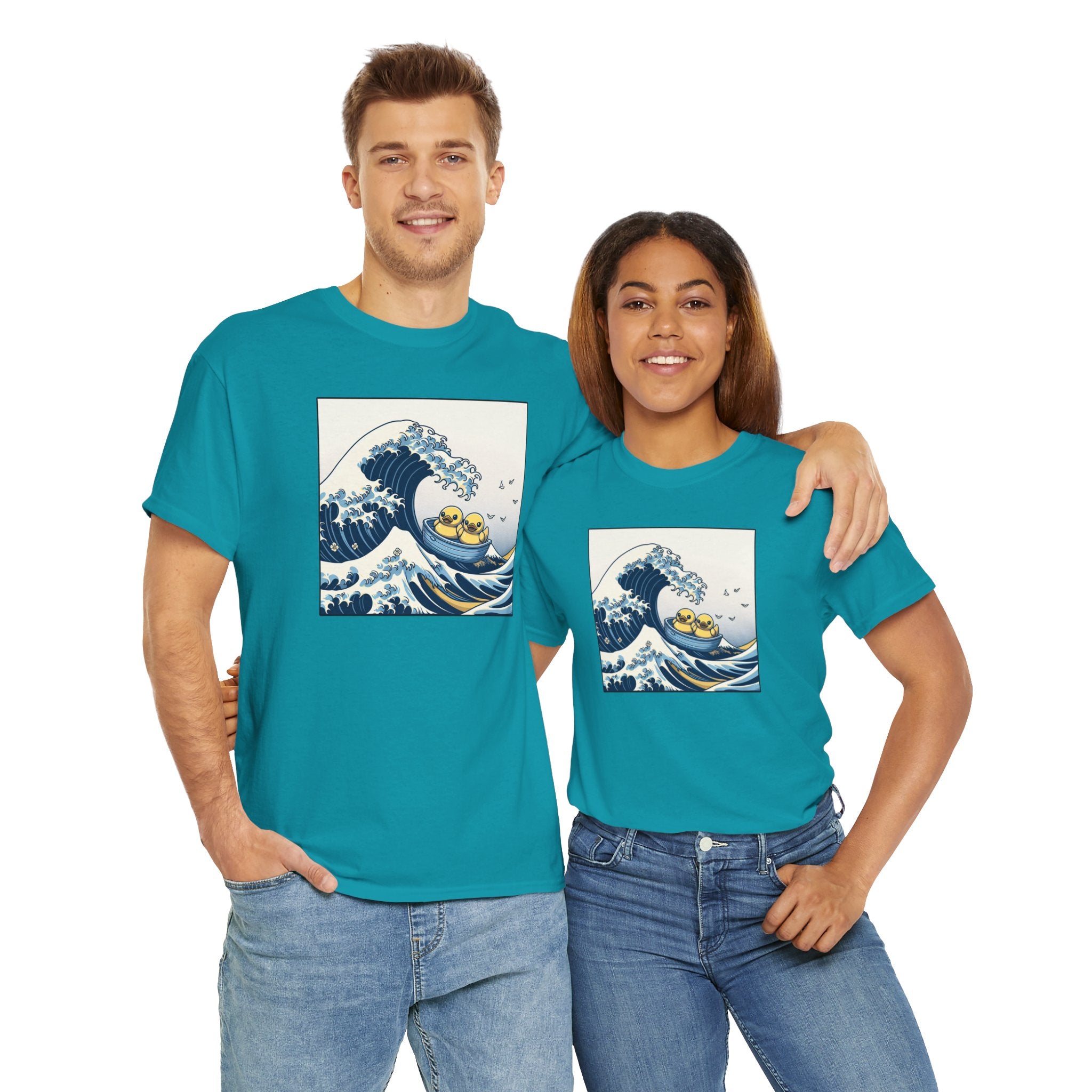 The Great Duck Off Kanagawa Wave T-shirt Unisex Heavy Cotton Tee Gift For Him Gift For Her Cute Japanese Couple Shirt Tshirt