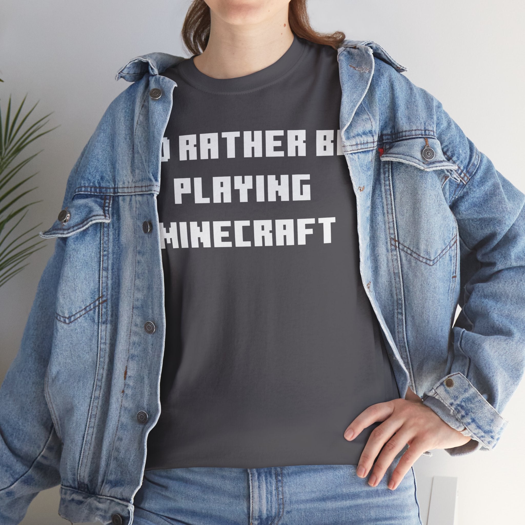 Mine craft I'd Rather Be Playing Unisex Heavy Cotton Tee Gamer Gift For Him Her Game Cup Cups Mugs Birthday Christmas Valentine's Anniversary Gifts