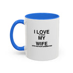 Load image into Gallery viewer, I Love My Wife Coffee Mug — Funny 'Let's Me Play Undertale' Black Accent Ceramic Mug (11oz &amp; 15oz)

