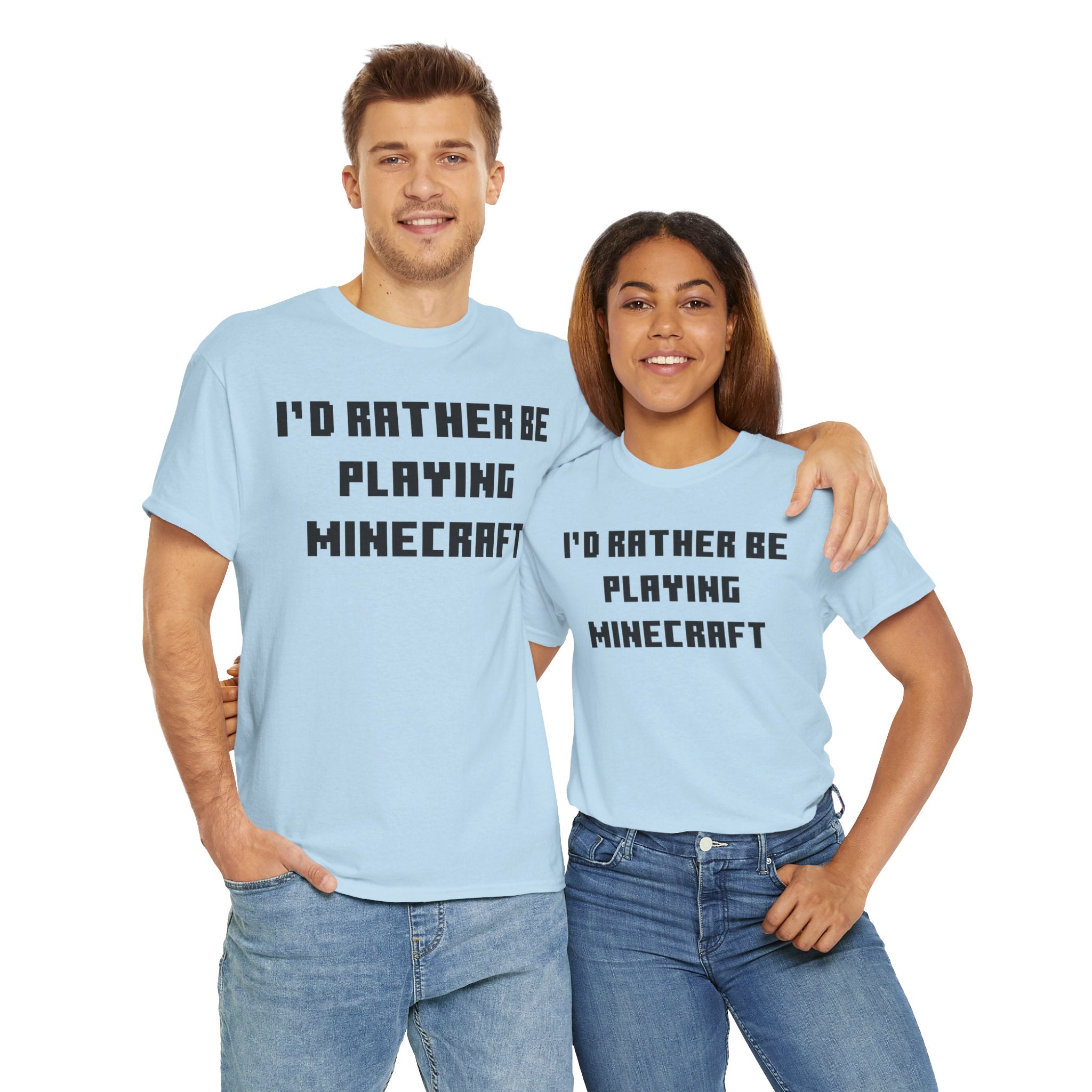 Mine craft I'd Rather Be Playing Unisex Heavy Cotton Tee Gamer Gift For Him Her Game Cup Cups Mugs Birthday Christmas Valentine's Anniversary Gifts