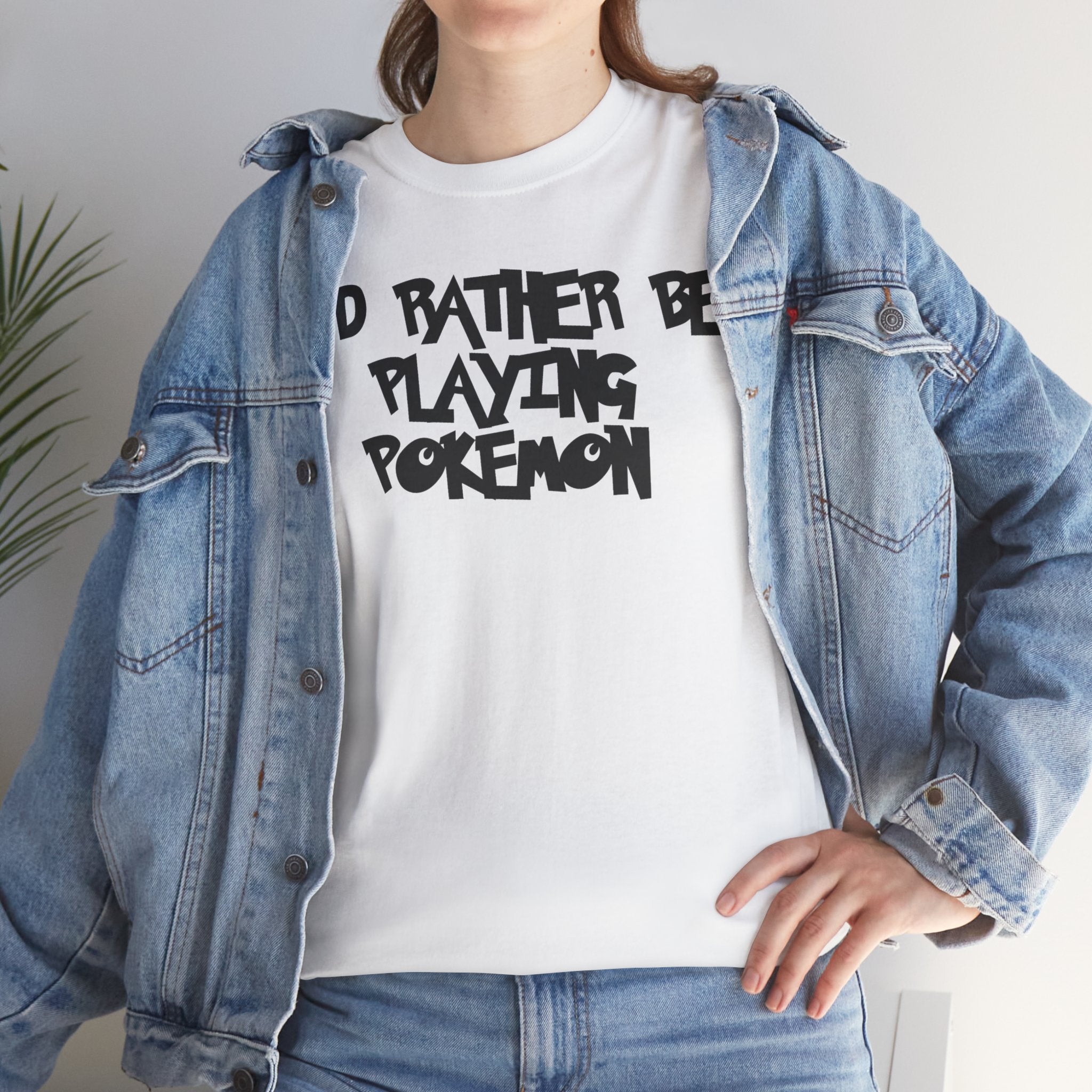 Poke mon I'd Rather Be Playing Unisex Heavy Cotton Tee Gamer Shirt Tshirt T-shirt Gamer Gift For Him Her Game Cup Cups Mugs Birthday Christmas Valentine's Anniversary Gifts