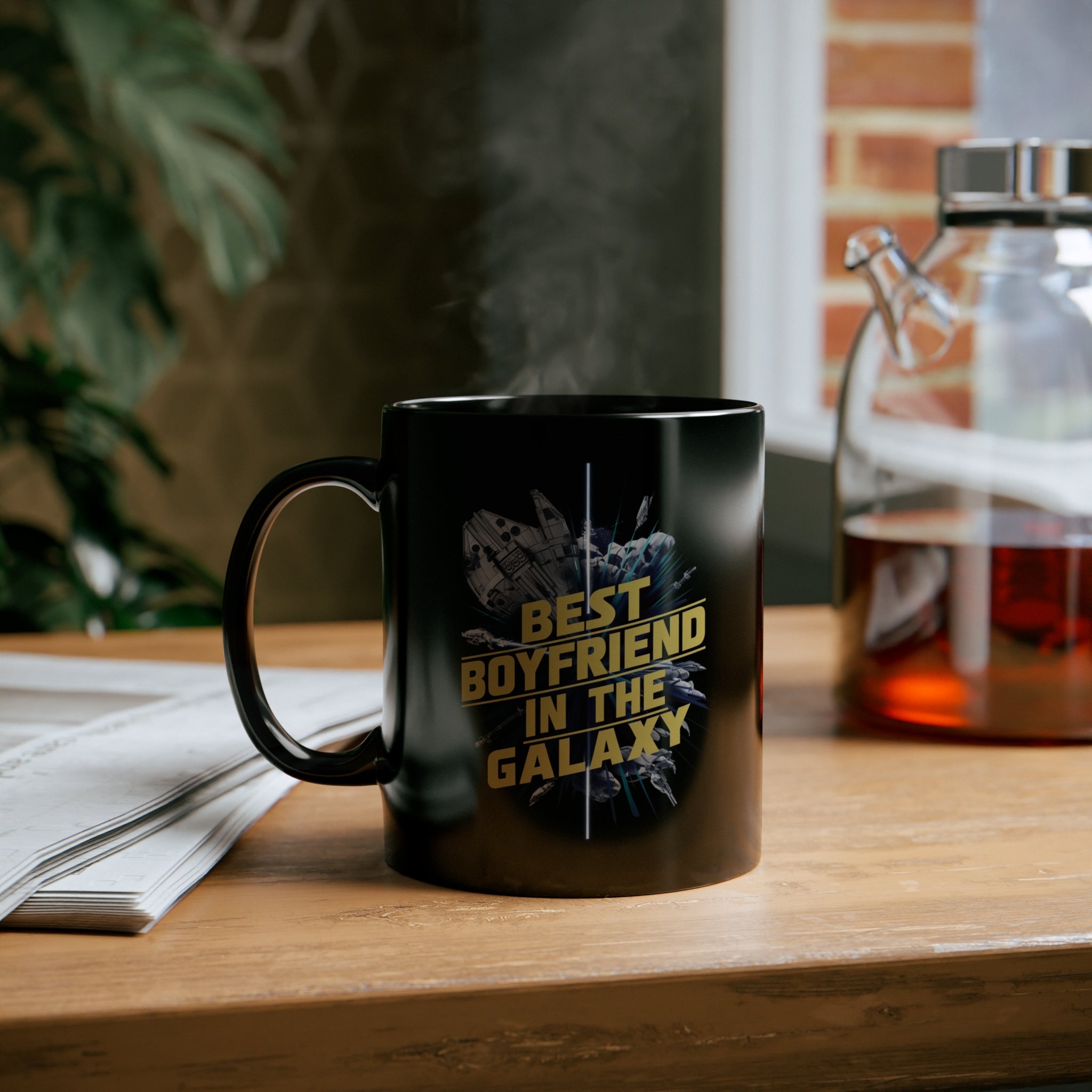 Best Boyfriend In The Galaxy Black Mug (11oz, 15oz) Space Themed Birthday Birthday Christmas Gift Cup Nostalgia Nostalgic