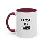 Load image into Gallery viewer, I Love My Wife Coffee Mug — Funny 'Let's Me Play Undertale' Black Accent Ceramic Mug (11oz &amp; 15oz)
