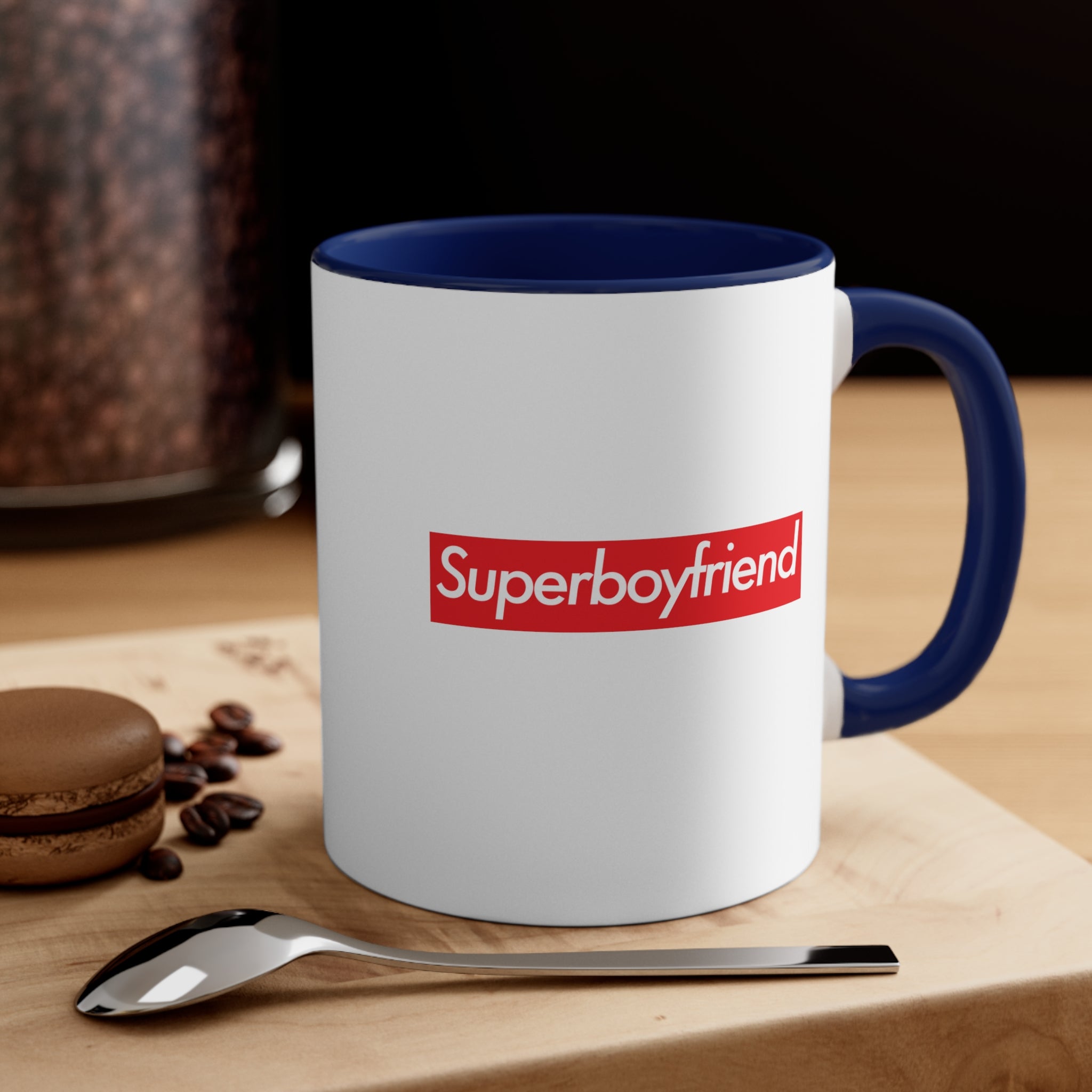 Superboyfriend Accent Coffee Mug, 11oz super Inspired Funny Boyfriend Appreciation Gift For Boyfriends BF Thank You Thankful Lover Love Birthday Christmas