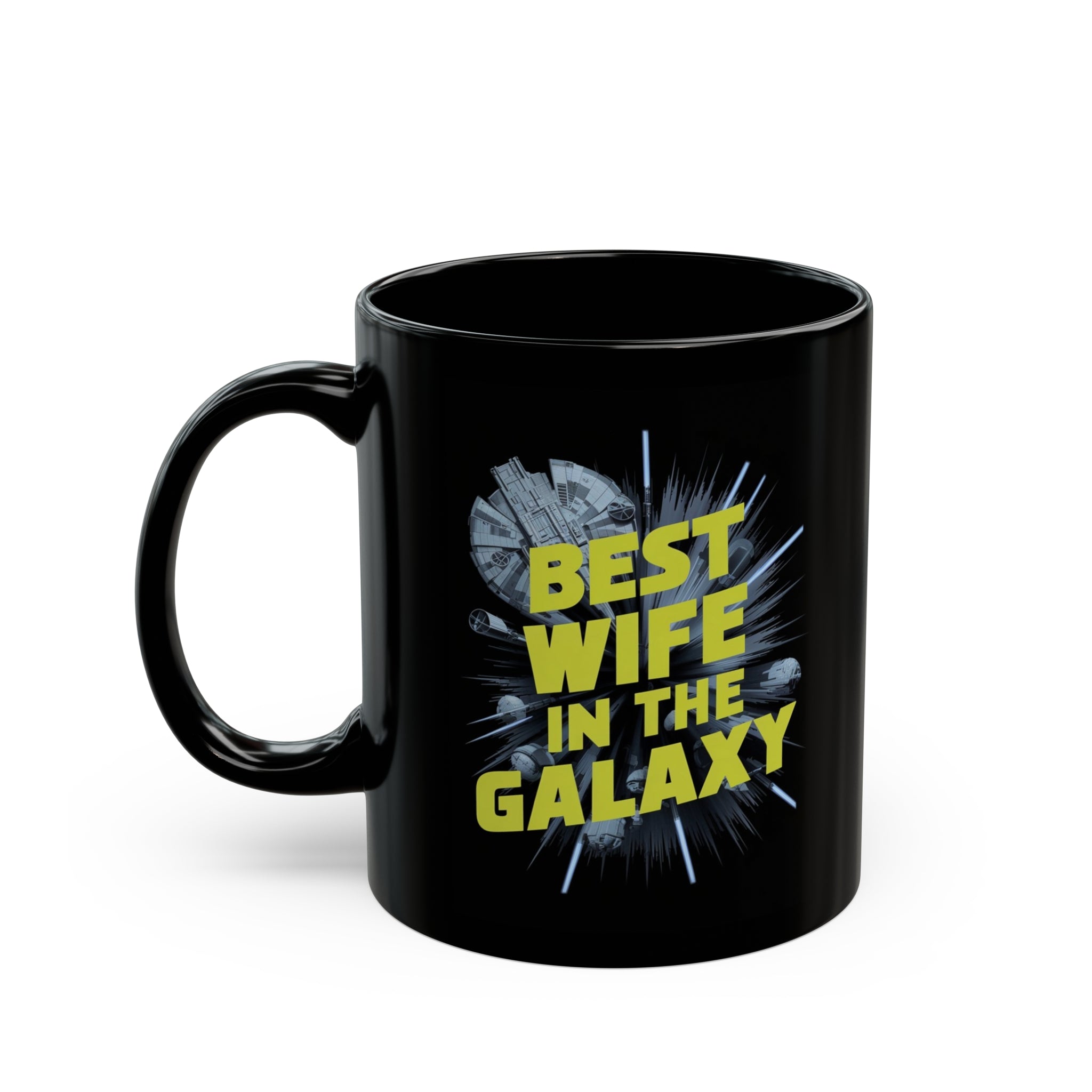 Best Wife In The Galaxy Black Mug (11oz, 15oz) Space Theme Valentine's Day Gift Cup Appreciation Love Lover Gift For Wife Christmas Birthday