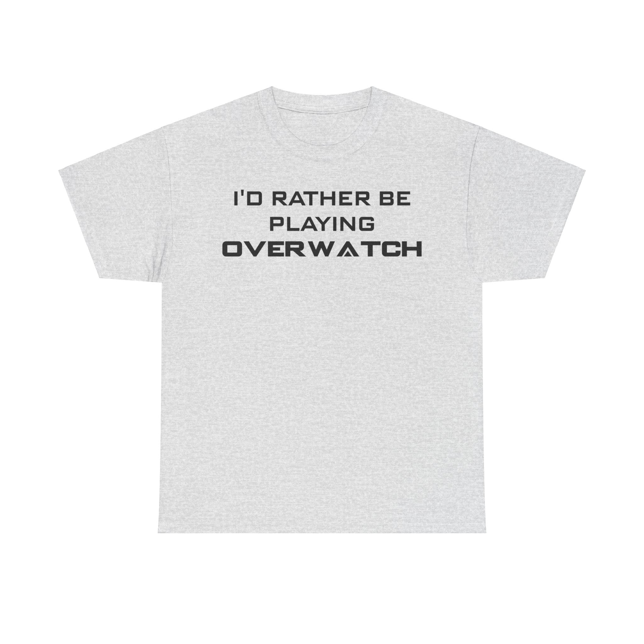 Overwatch I'd Rather Be Playing Unisex Heavy Cotton Tee Shirt Tshirt T-shirt Gamer Gift For Him Her Game Cup Cups Mugs Birthday Christmas Valentine's Anniversary Gifts