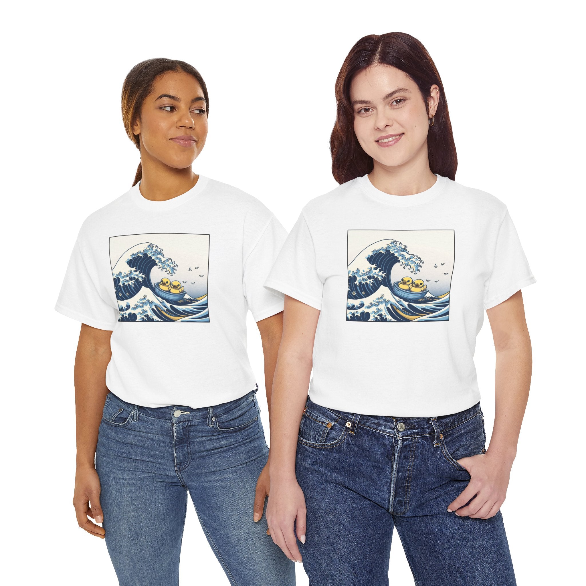 The Great Duck Off Kanagawa Wave T-shirt Unisex Heavy Cotton Tee Gift For Him Gift For Her Cute Japanese Couple Shirt Tshirt