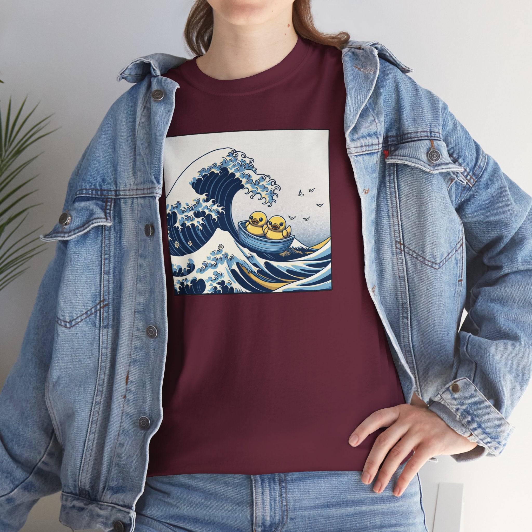 The Great Duck Off Kanagawa Wave T-shirt Unisex Heavy Cotton Tee Gift For Him Gift For Her Cute Japanese Couple Shirt Tshirt