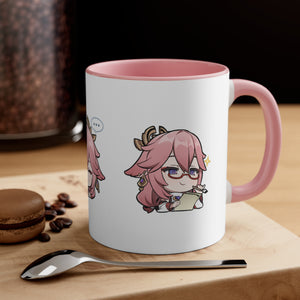 Yae Miko Genshin Impact Accent Coffee Mug, 11oz Cups Mugs Cup Gift For Gamer Gifts Game Anime Fanart Fan Birthday Valentine's Christmas