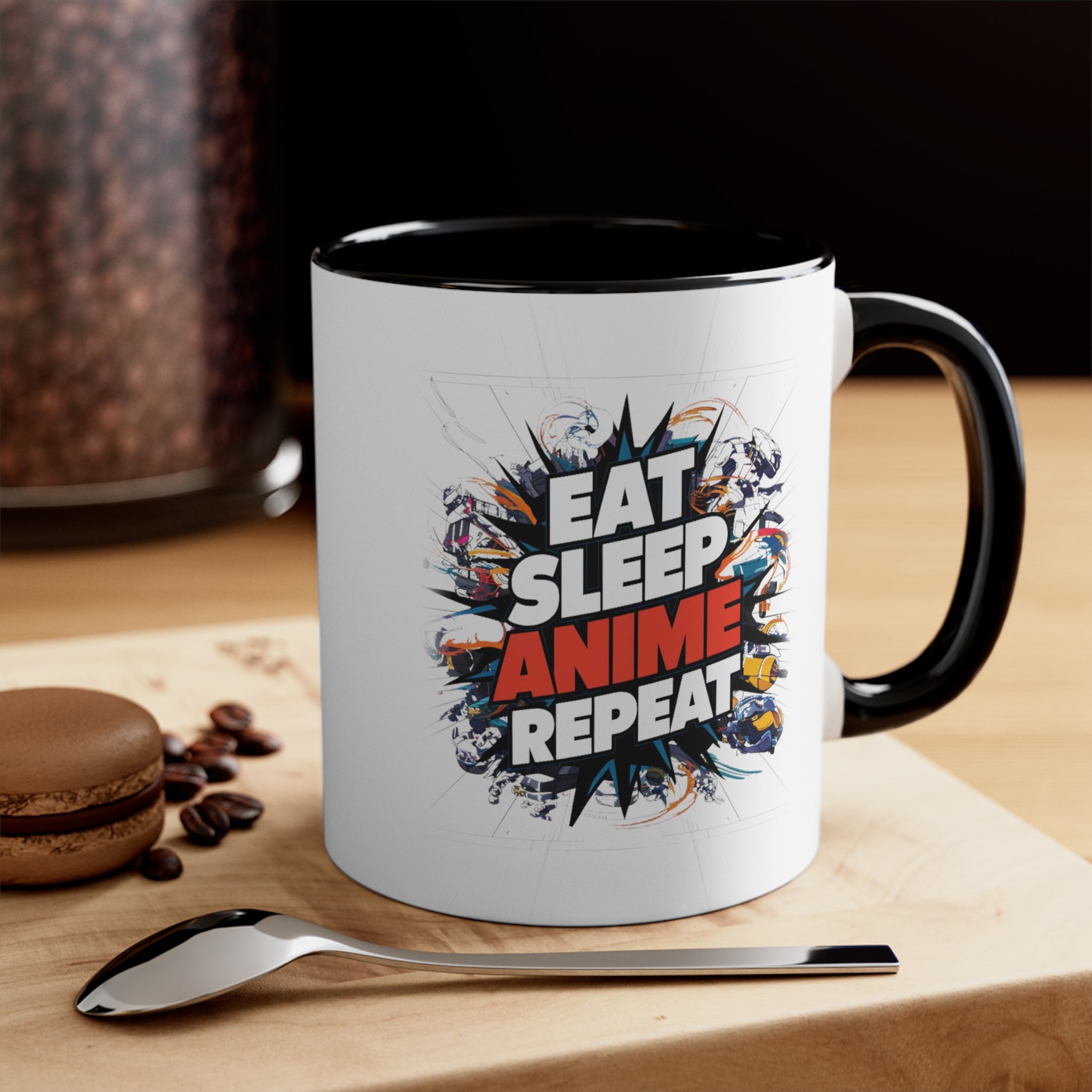 Eat Sleep Anime Repeat Coffee Mug, 11oz Cool Abstract Art Graphic Gift For Him Her Lover Birthday Christmas Valentine's Gift