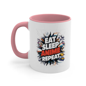 Eat Sleep Anime Repeat Coffee Mug, 11oz Cool Abstract Art Graphic Gift For Him Her Lover Birthday Christmas Valentine's Gift