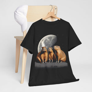 Three Capybara Moon Funny Capybara T-Shirt Unisex Heavy Cotton Tee 3 Capybaras Viral Meme Funny Internet Memes Gift