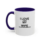 Load image into Gallery viewer, I Love My Wife Coffee Mug — Funny 'Let's Me Play Undertale' Black Accent Ceramic Mug (11oz &amp; 15oz)
