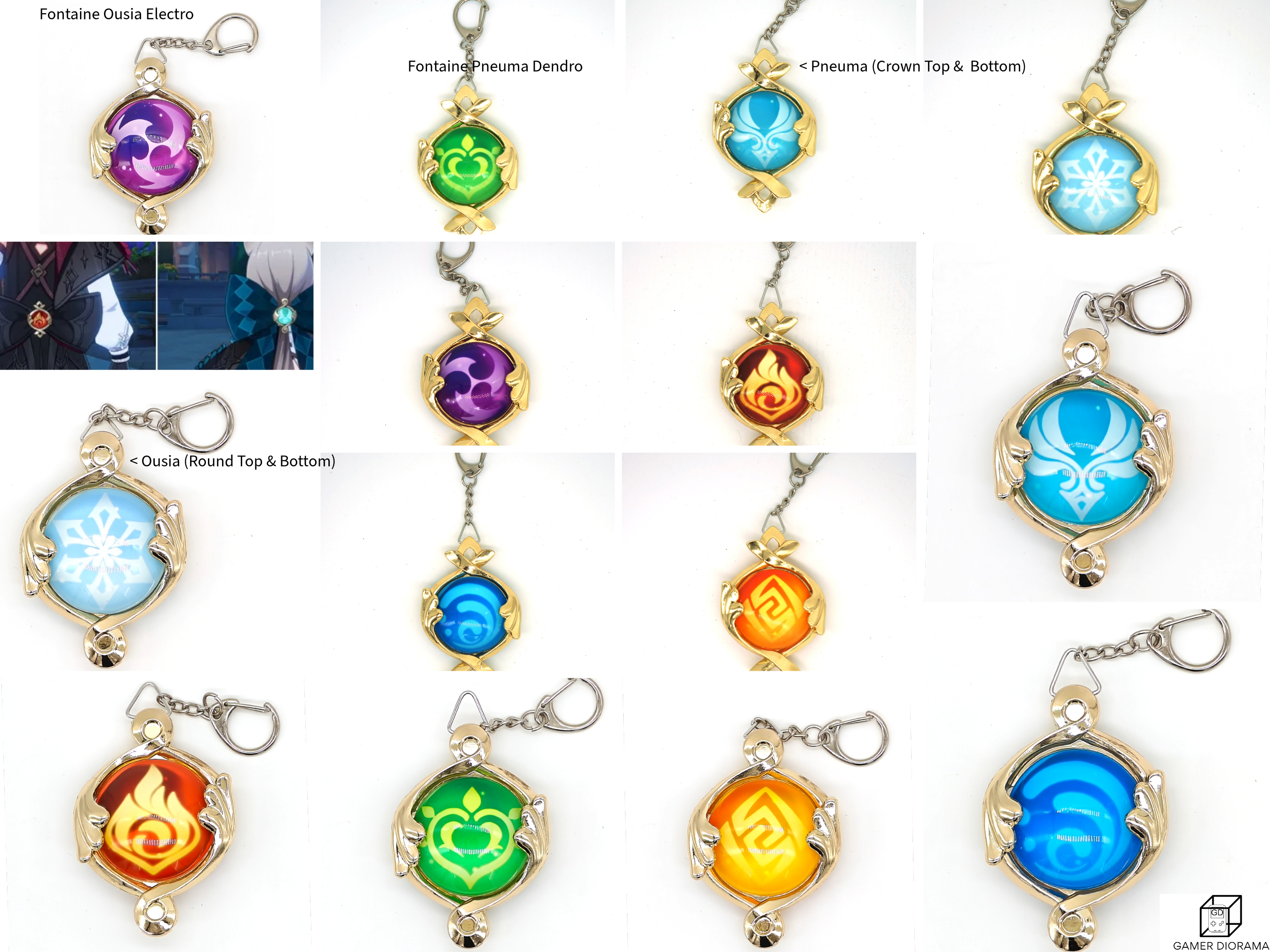 Amazon HANDMADE Personalized High-Quality Genshin Impact Visions with metal Keychain, Glass Vision, Gifts for Her, Gift for Him