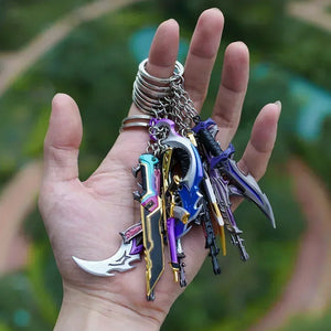 Valorant Keychains Set Reaver Karambit Knife Vandal Metal Game Peripheral Metal Sword Weapon Model Keychains Pendant  Gifts Toys