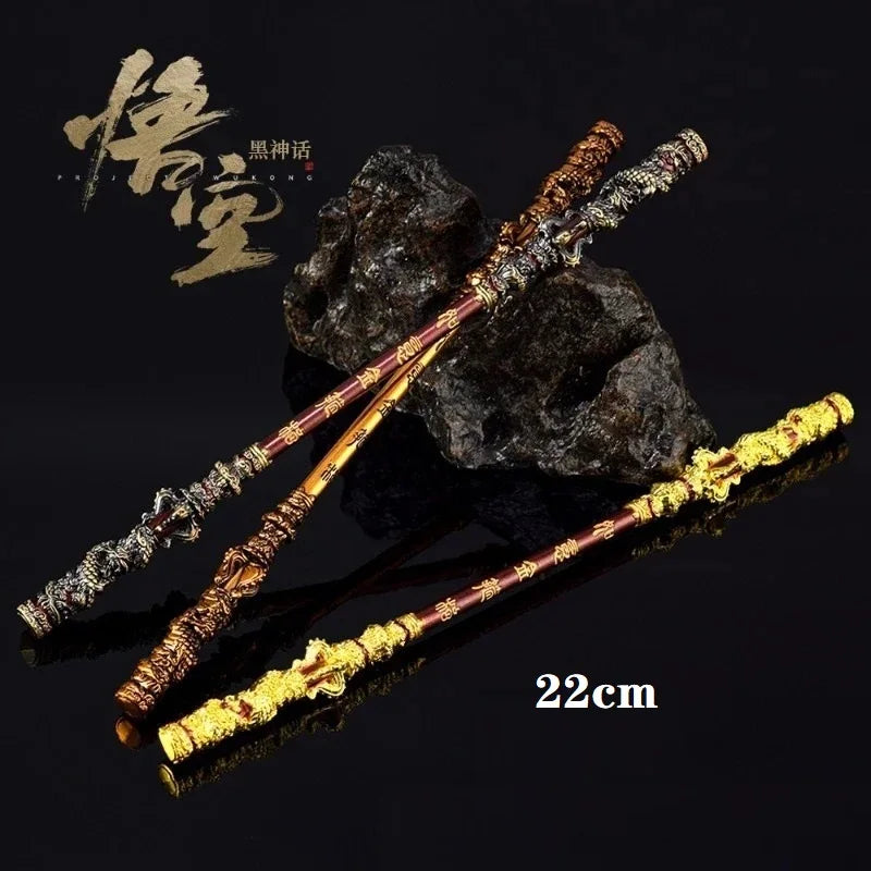 Black Myth: WuKong Weapon Sun Wukong Monkey King Bar Game Anime 22cm Metal Swords Katana Weapon Model Ornament Crafts Gifts Toys