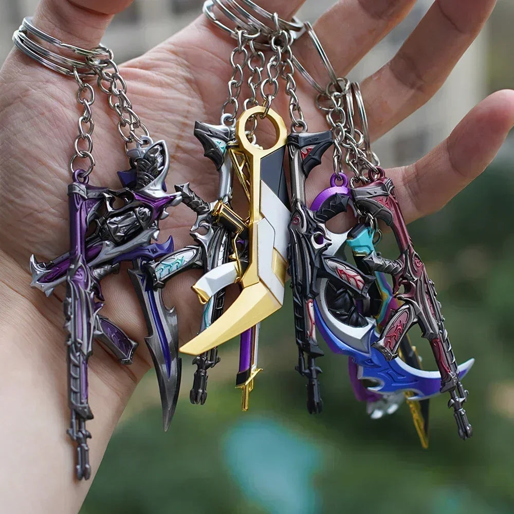 Valorant Keychains Set Reaver Karambit Knife Vandal Metal Game Peripheral Metal Sword Weapon Model Keychains Pendant  Gifts Toys