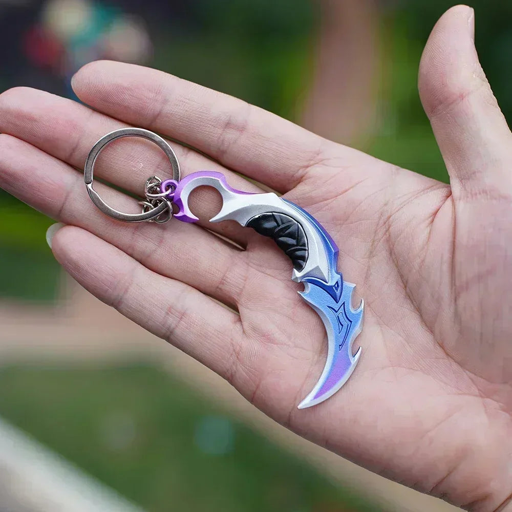 Valorant Keychains Set Reaver Karambit Knife Vandal Metal Game Peripheral Metal Sword Weapon Model Keychains Pendant  Gifts Toys