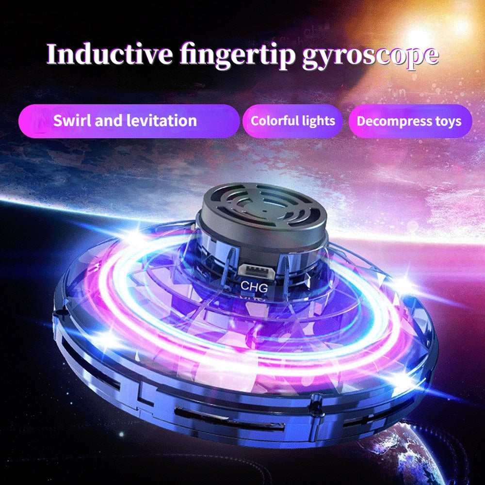 Flying Spinner Fingertip Gyro Fly Hover Ball Mini Drone Aircraft Toy LED UFO